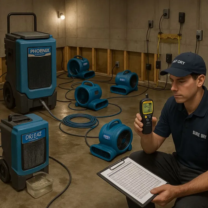 Structural Drying and Dehumidification process in Mars Hill, NC